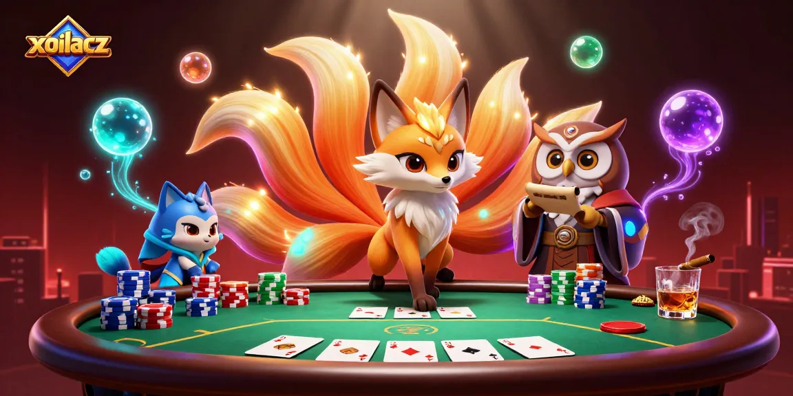 Experience the vibrant energy of xoilacz with glowing casino spirits and poker elements.