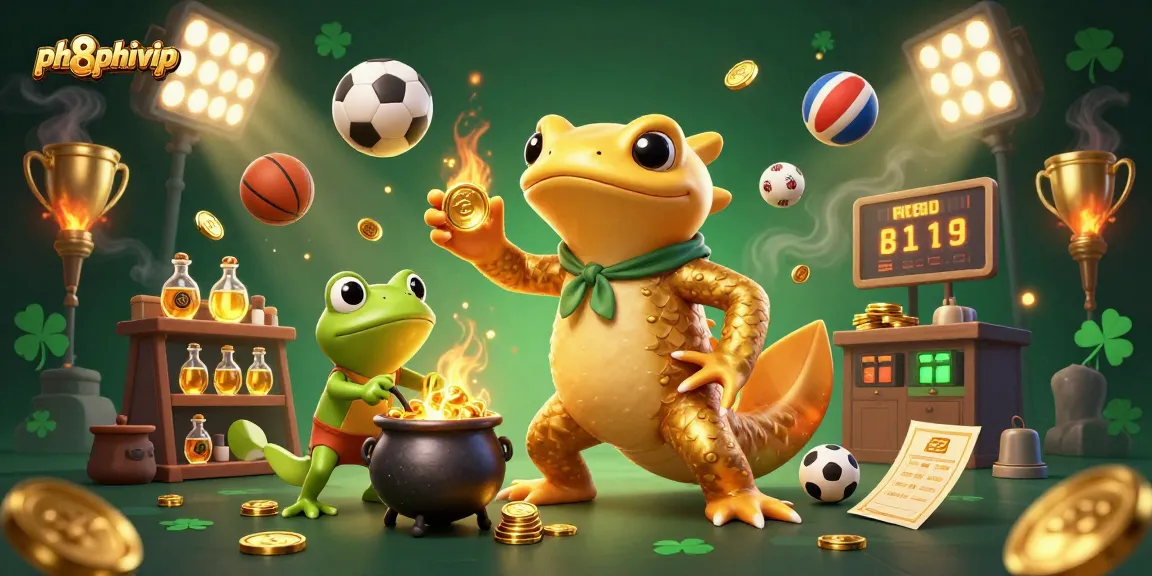 Experience exciting gaming victories with ph8phivip in this vibrant 3D casino illustration filled with sports elements.
