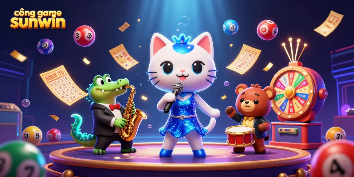 Engage at cổng game sunwin with a vibrant 3D casino scene featuring lively characters and dynamic game elements.