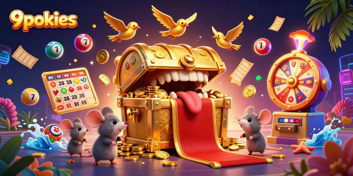 Play 9pokies to uncover amazing treasures in a vibrant, dynamic casino scene