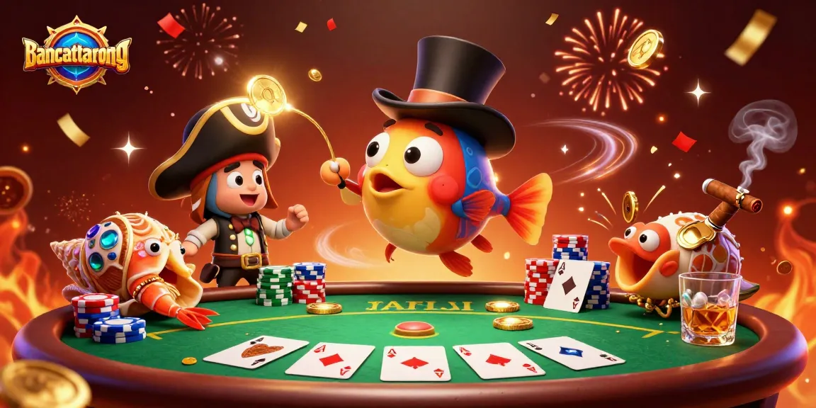 Bancathanrong features an anglerfish, pirate shrimp, and gem snail celebrating at a poker table.