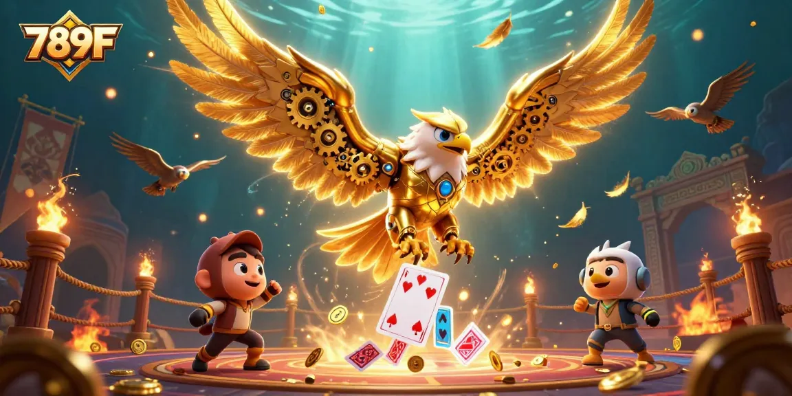 Experience thrilling gameplay with 789F's golden eagle amidst vibrant casino action.