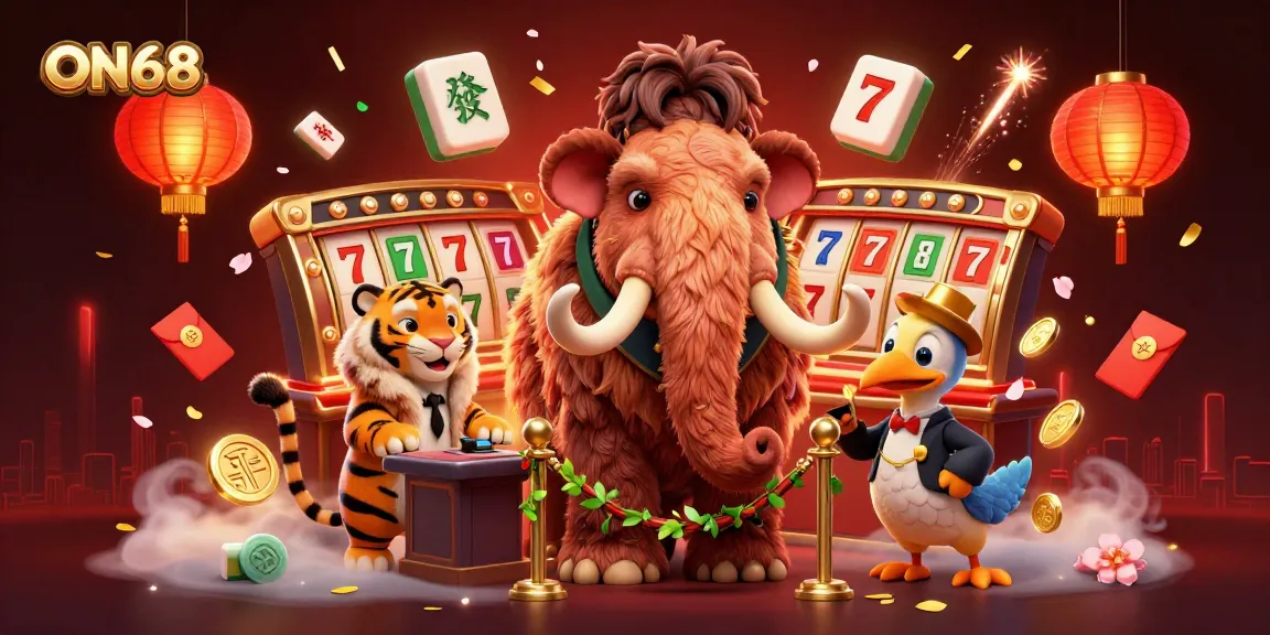 Win big with ON68 at the vibrant casino scene showcasing dynamic bouncers and VIP guests.