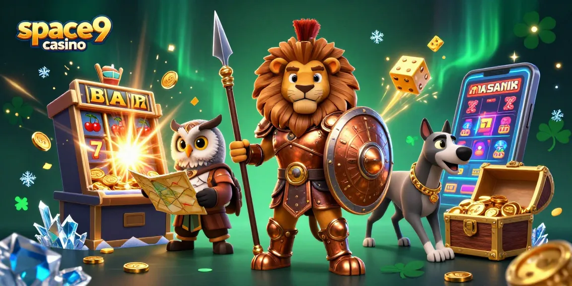 Engage with thrilling games at Space9 Casino featuring jackpot elements, heroic characters, and vibrant scenes.