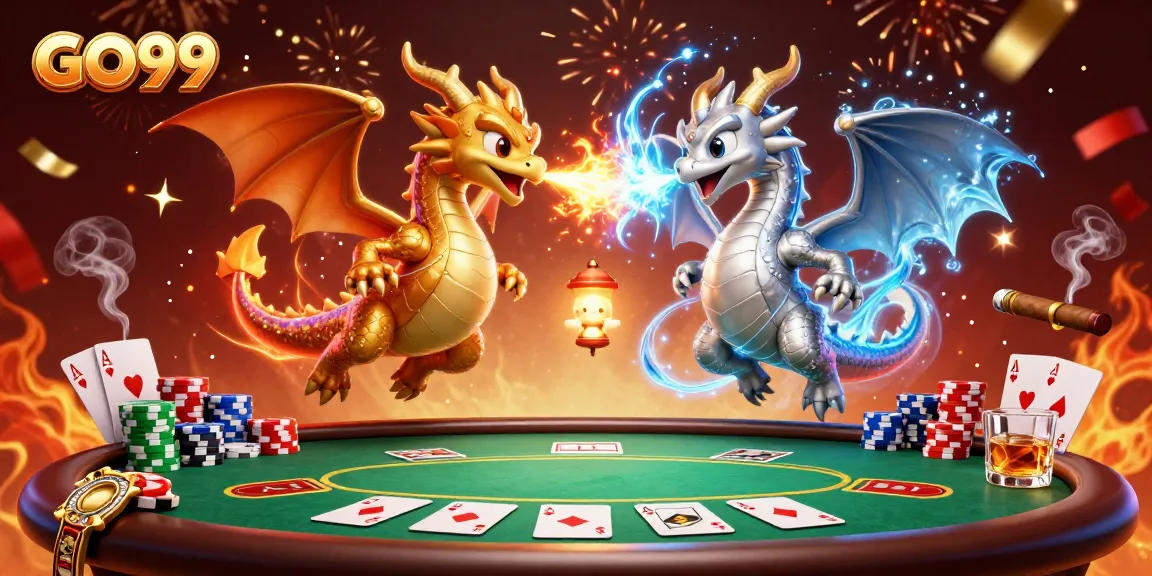 Engage with GO99's lively poker scene featuring dragons and vibrant casino elements.