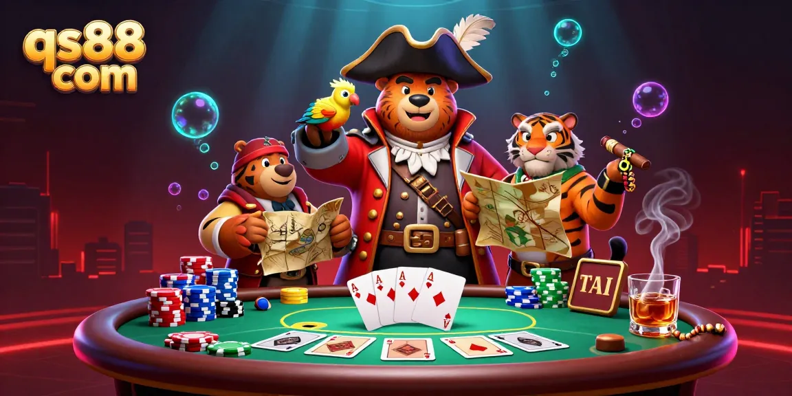 Play poker and win at qs88 com with the vibrant pirate adventure and dynamic casino scene.