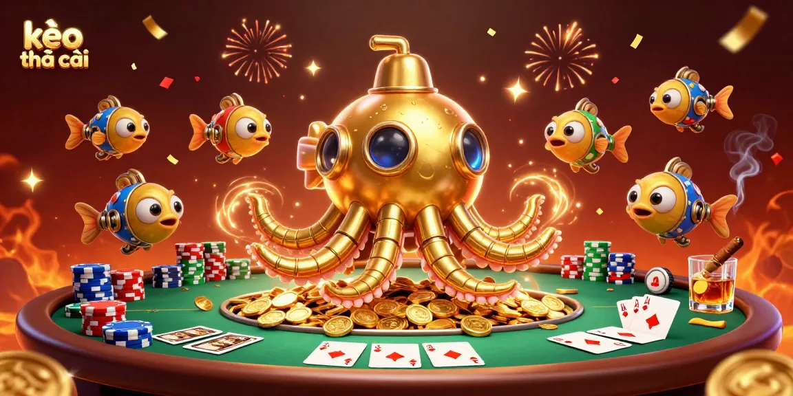 Experience the excitement of kèo nhà cái as the golden kraken submarine surfaces amidst colorful poker events.
