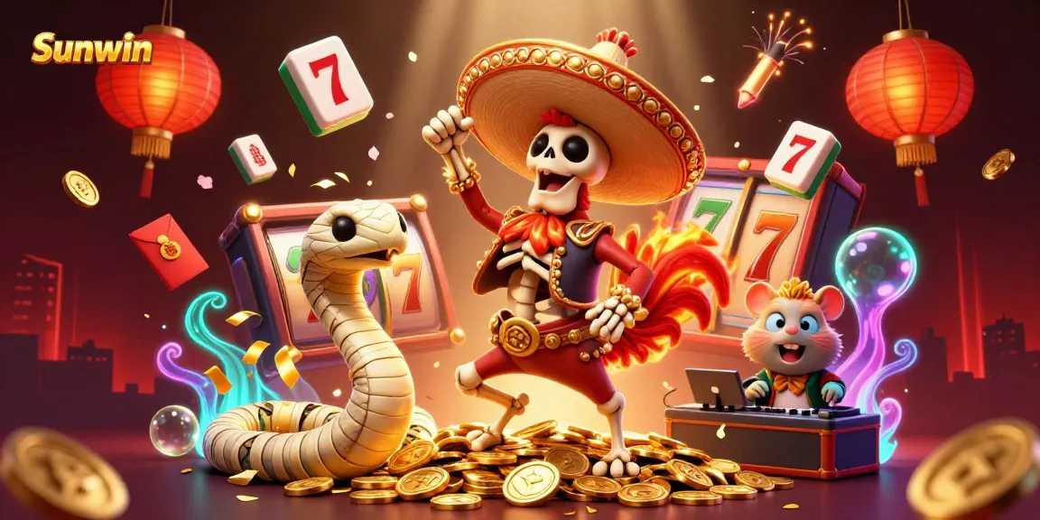 Experience winning moments at Sunwin's online casino with vibrant slots and lively characters.