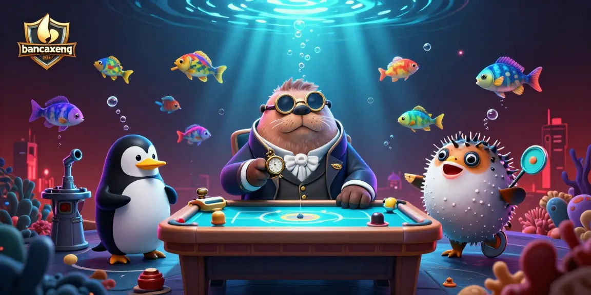 Experience the fun of bancaxeng with an underwater fish shooting scene featuring cartoon characters.