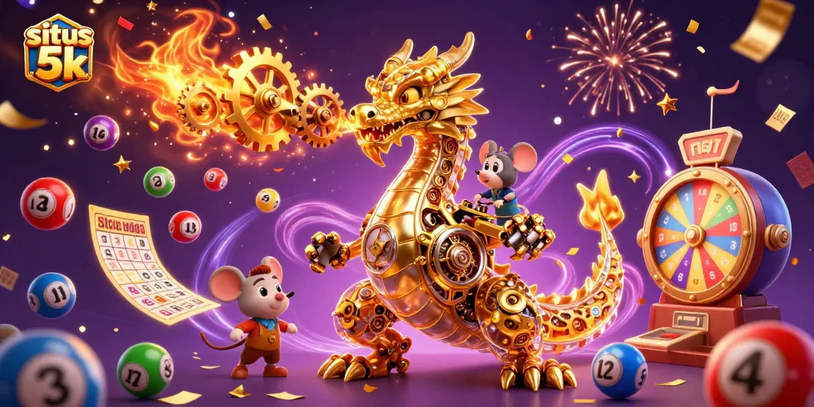 Experience thrilling gameplay at situs 5k featuring vibrant lottery elements and a gold dragon.